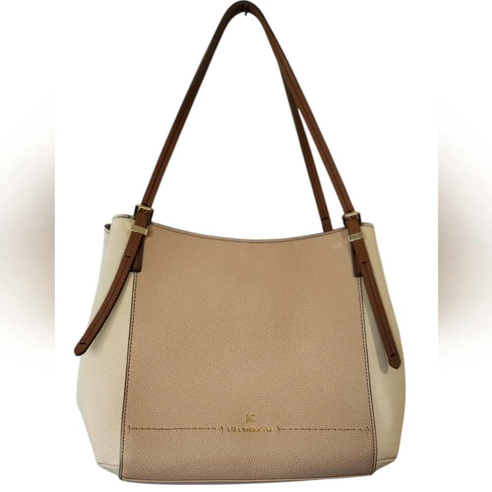 EUC Liz Claiborne Tote, Tan and Cream Purse, Liz Claiborne Purse, Two Toned Bag - Picture 10 of 16